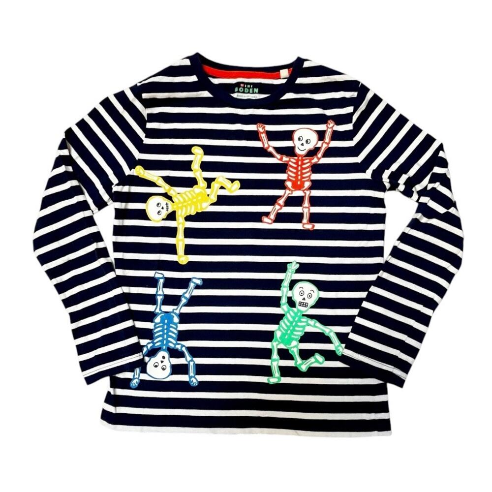 Mini Boden Glow in the Dark Skeleton Halloween Tee Size 8/9